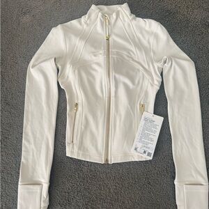 Lululemon Athletica White Utility Jacket with Gold Zippers